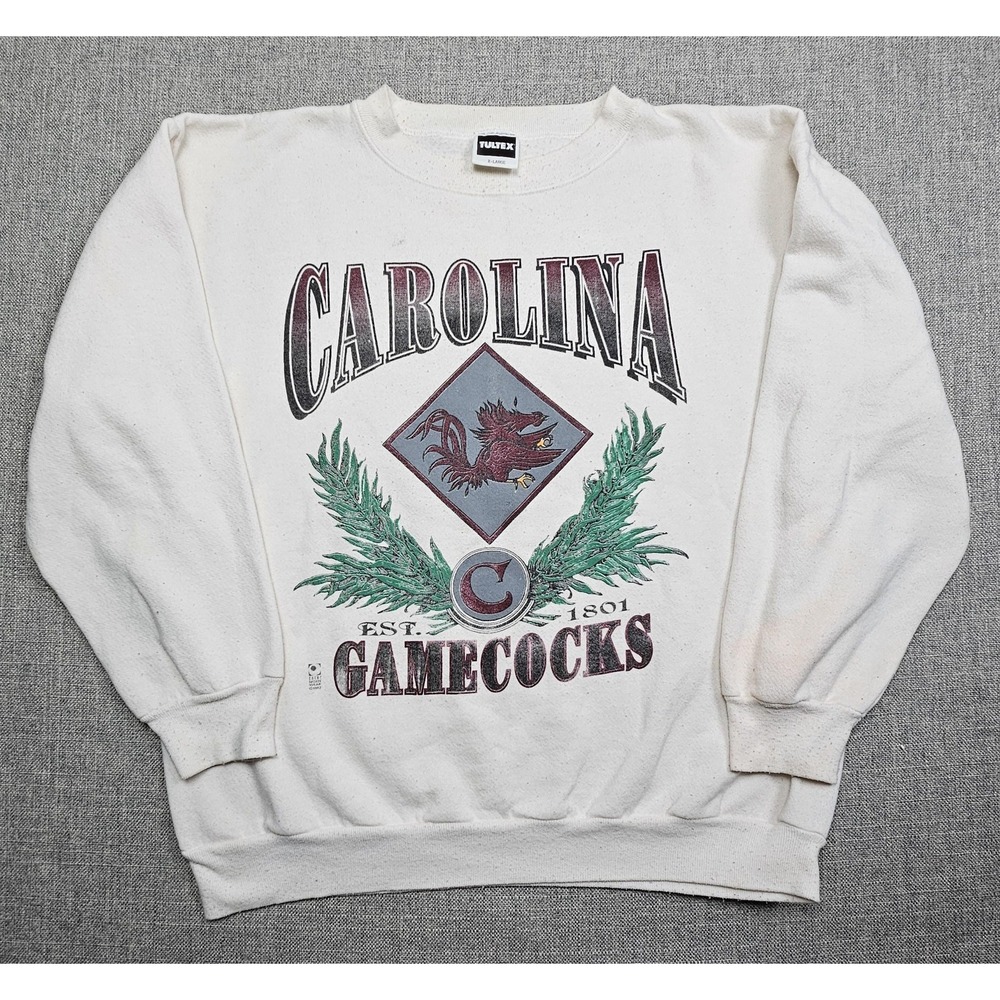 VTG South Carolina Gamecocks Sweatshirt Mens XL White NCAA Football Tultex USA